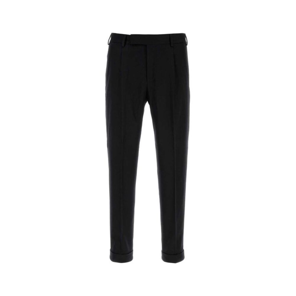 Pt Torino Men Black Stretch Wool Blend Pant